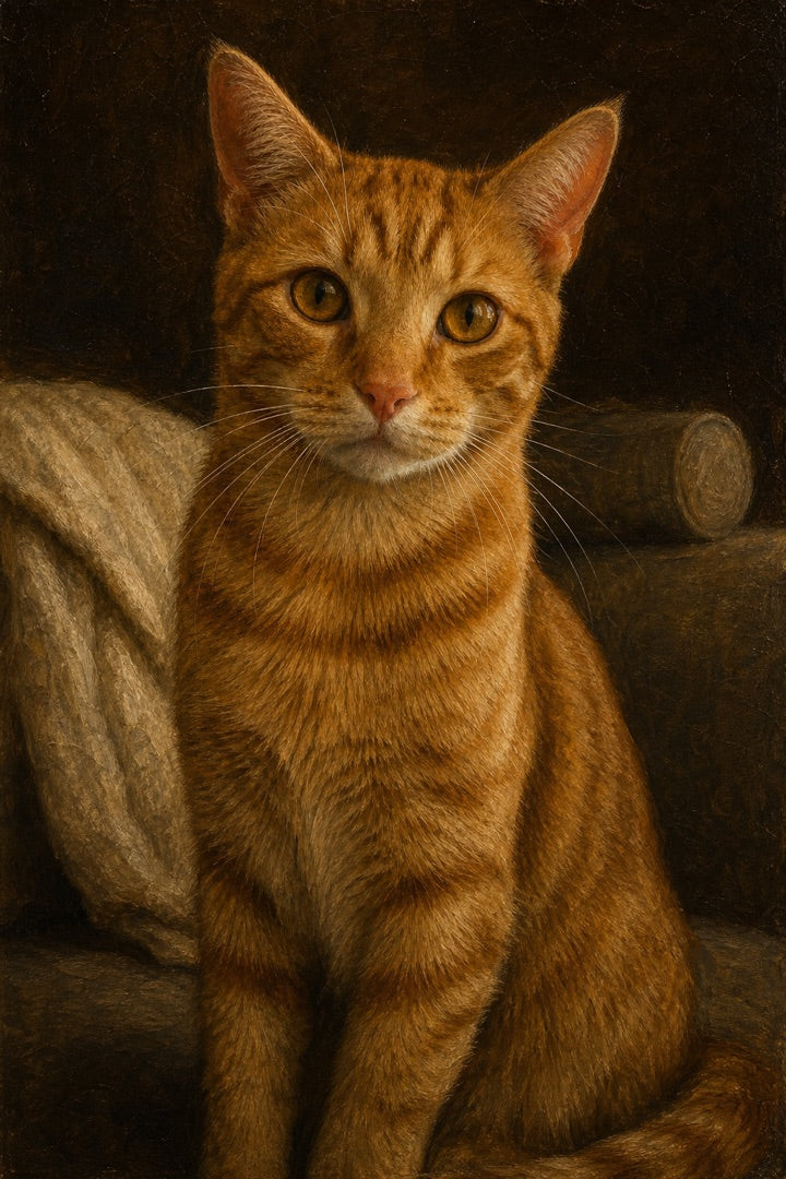 Portrait de chat en peinture classique, giclée pigmentaire sur papier coton