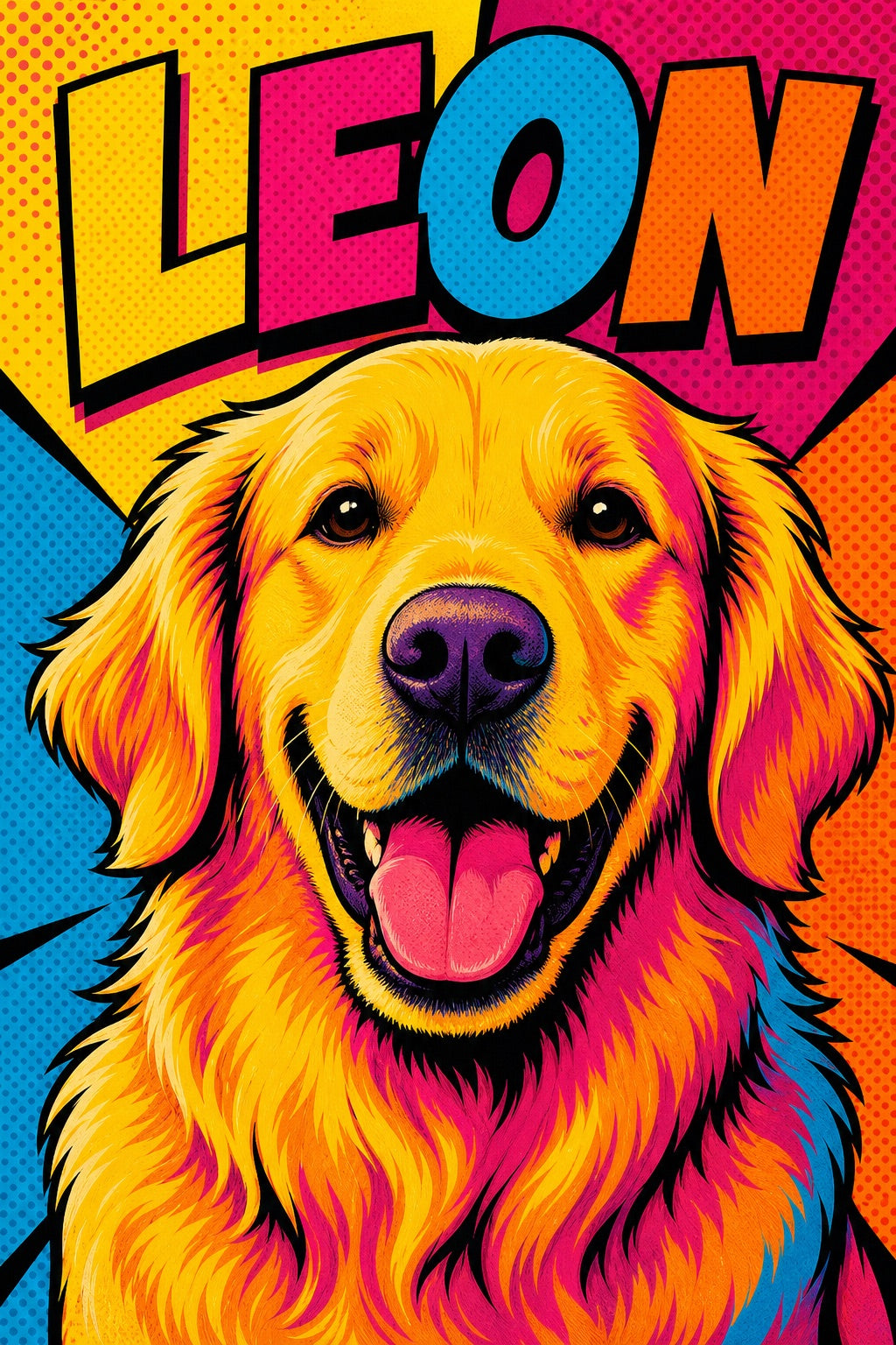 Portrait d'animal en style pop art, tirage d'art coloré