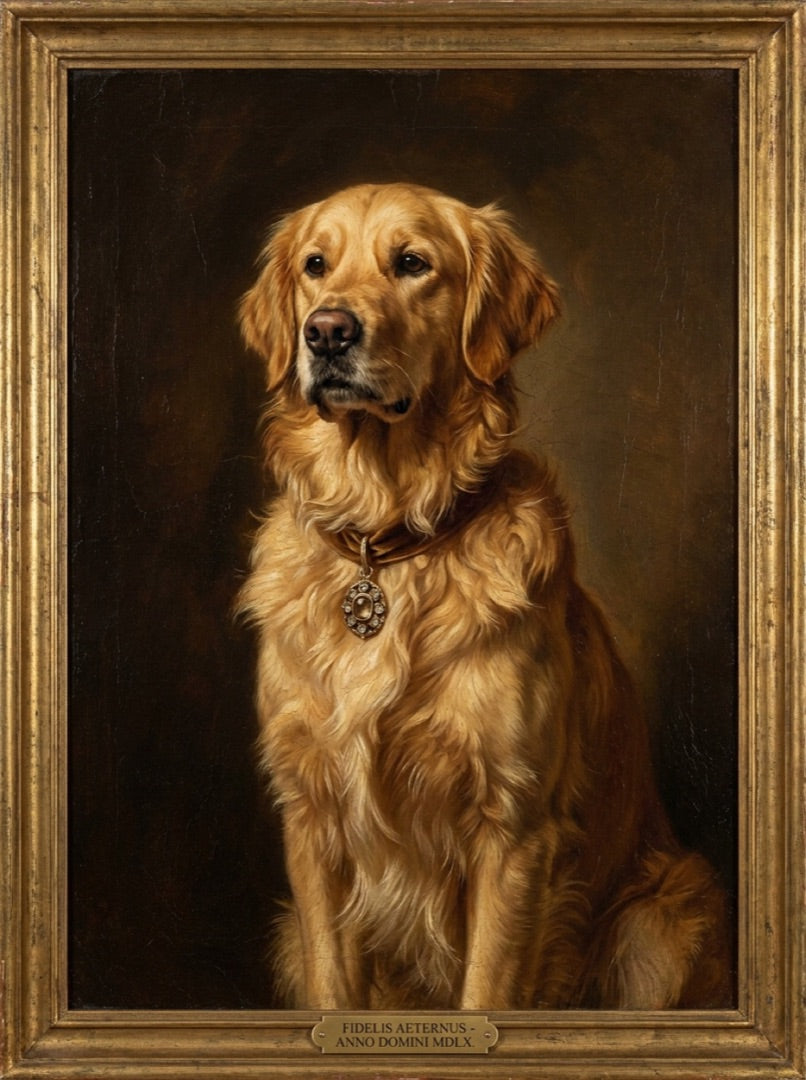 Portrait d’animal en style peinture classique, tirage giclée pigmentaire sur papier coton
